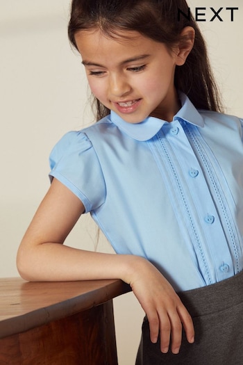 Blue Regular Fit Puff Sleeve Lace Trim School Blouse (3-14yrs) (437454) | £5 - £10