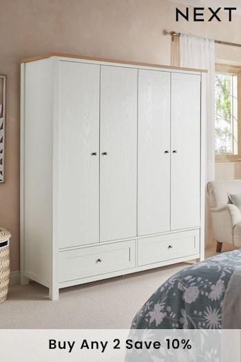 Chalk White Malvern Paint Effect 4 door, 2 drawers Wardrobe (437578) | £850