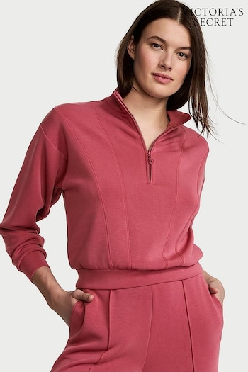 Victoria's Secret Deep Rose Pink Modal Half Zip Sweatshirt (437670) | £45