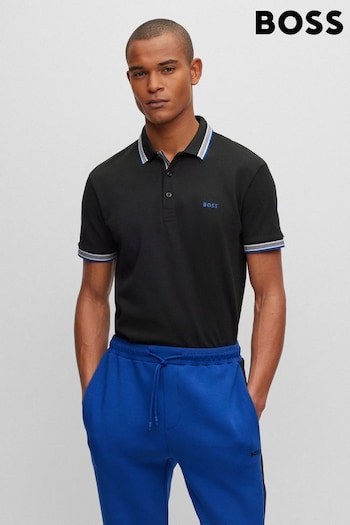 BOSS Black/Blue Tipping Paddy Polo panelled Shirt (437734) | £89