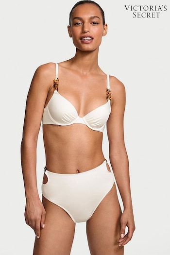 Victoria's Secret Coconut White Push Up Swim Chain Bikini Top (437742) | £53