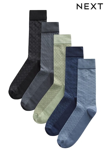 Blue/Green 5 Pack Pattern Smart Socks (437762) | £14