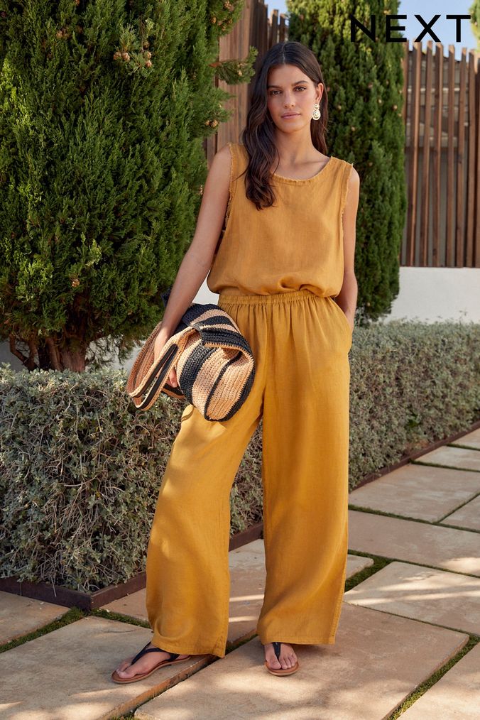 Ladies yellow trousers hot sale