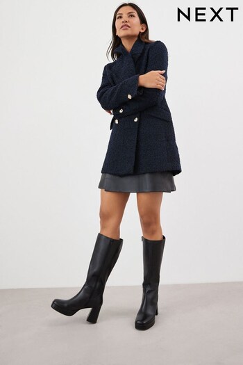 Black Forever Comfort® Square Toe Platform Knee High Boots (437994) | £99