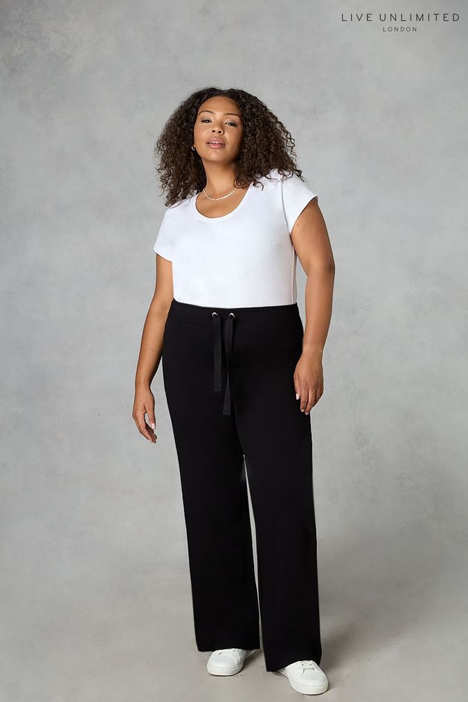 Plus size black trousers uk sales