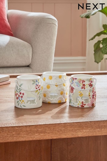 Set of 3 Multi Bunny and Floral Ceramic Tealight Lanterns (438154) | £18
