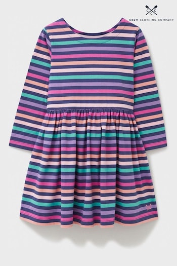 Crew Clothing Company Purple Stripe Cotton Jersey Dress (438303) | £26 - £34