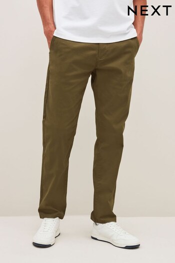 Dark Tan Brown Straight Stretch Chino Trousers (438471) | £24