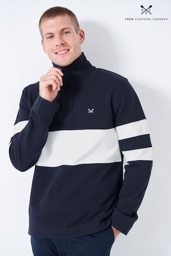 Crew Clothing Company Blue Stripe Cotton Classic Sweatshirt (438597) | £69