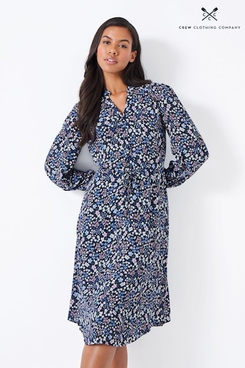 Crew Clothing Company Blue Floral Print   Shift Dress (438606) | £85