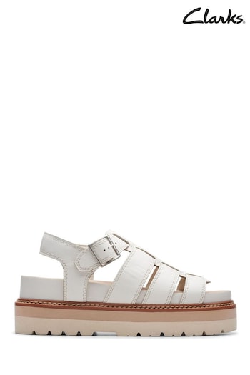 Clarks White Leather Orianna Twist Sandals (438609) | £90