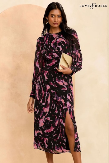 Love & Roses Pink Empire Tie Back Midi Dress (438893) | £60