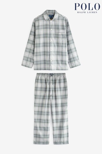 Polo Ralph Lauren Grey Plaid Long Sleeved Pyjama Set (439345) | £150