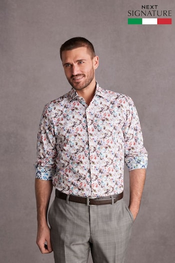 Pink Floral Signature Made With Italian Fabric Printed Shirt (439467) | £44