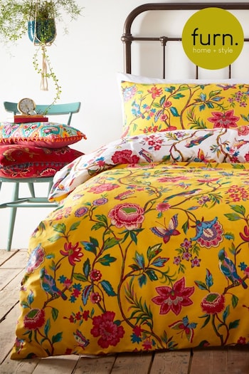 furn. Yellow Pomelo Tropical Floral Reversible Duvet Cover and Pillowcase Set (439700) | £16 - £34