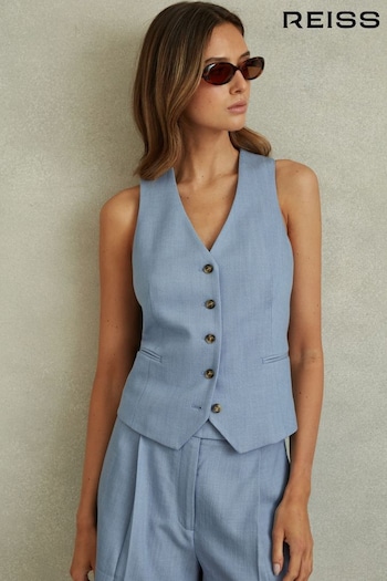 Reiss Blue June Single Breasted Suit Waistcoat with TENCEL™ Fibers (439722) | £148