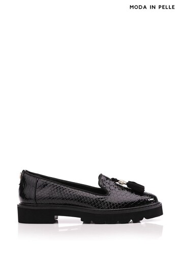 Moda in Pelle Evelyn Chunky Tassel Front Smart Black Shoes (439809) | £79