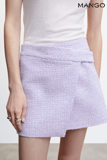 Mango Purple Tweed Wrap Mini Skirt (439871) | £25