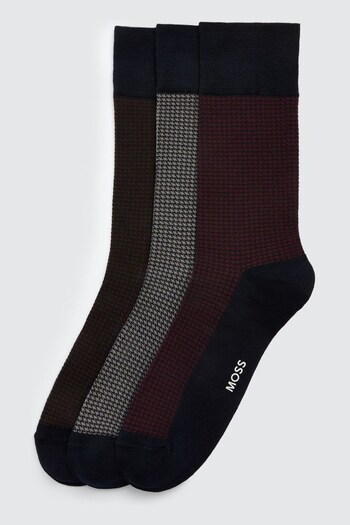MOSS Black Puppytooth Socks 3 Pack (439882) | £20