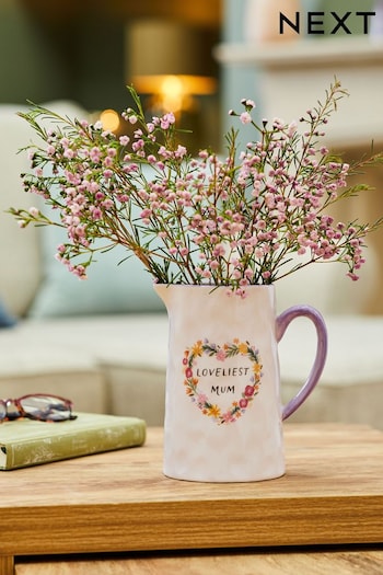 Multi Loveliest Mum Inscribed Floral Ceramic Jug Vase (440127) | £16