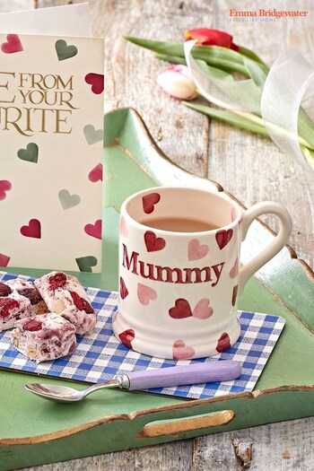 Emma Bridgewater Cream Pink Hearts Mummy Half Pint Mug (440161) | £22