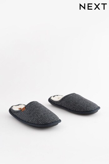Navy Blue Textured Mule Slippers (440482) | £18