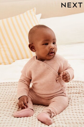 Pink Knitted Baby 2 Piece Set (0mths-2yrs) (440770) | £17 - £19