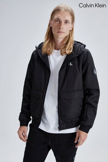 Calvin Klein Padded Hooded Black Harrington Jacket (440934) | £170