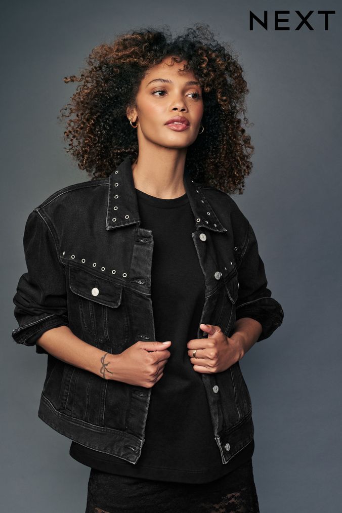 Next black denim jacket shop