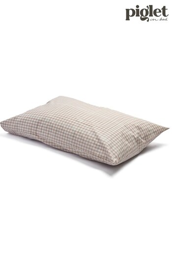 Piglet in Bed Cafe au Lait Gingham Set of 2  100% Cotton Pillowcases (441415) | £39