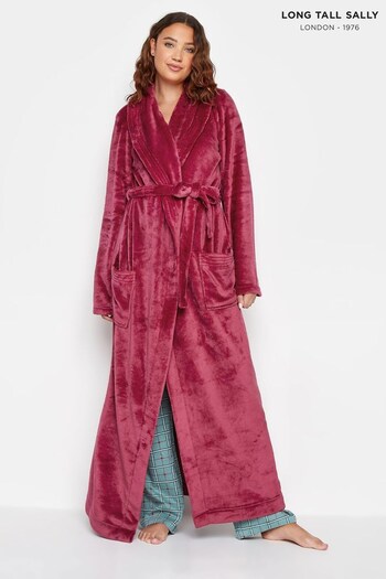 Long Tall Sally Red Stitch Detail Shawl Collar Maxi Robe (441432) | £22