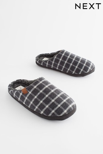 Grey Check Mule Slippers (441574) | £18