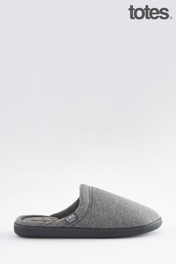 Totes sleeping Black Isotoner Velour Closed Back Mens Slippers With Velcro Opening (441577) | £30