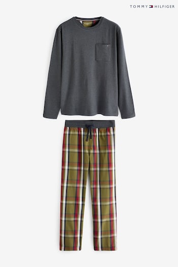 Tommy Hilfiger Grey Global Stripe Flannel Pyjamas Set (441836) | £90