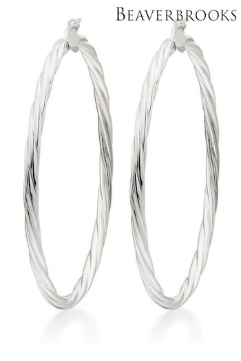 Beaverbrooks Sterling Silver Twist Hoop Earrings (442230) | £55