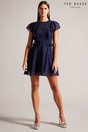 Ted Baker Blue Kiaran Angel Sleeve Mini Dress With Peplum Waist (442287) | £150