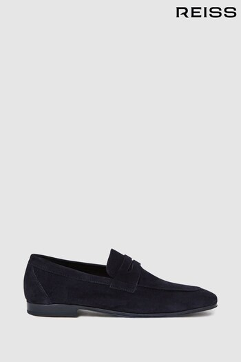 Reiss Navy Bray Suede Slip On Loafers (442432) | £178