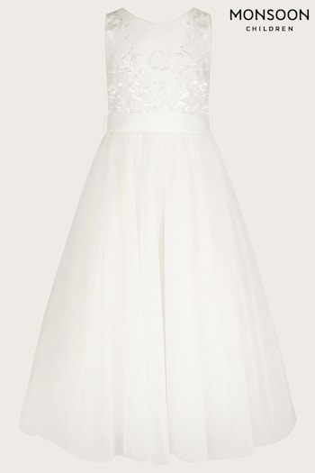 Monsoon Natural Odette Alice Tulle Maxi Dress (442947) | £60 - £70