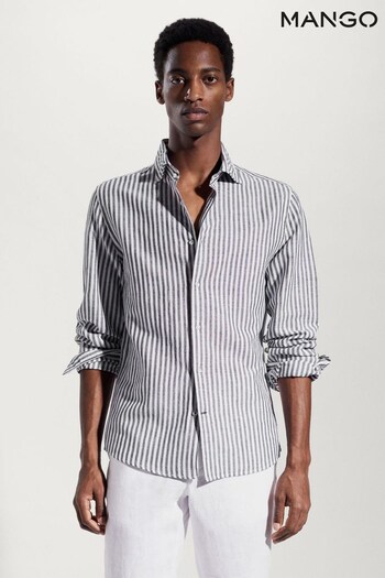 Mango Slim Fit Striped Linen Shirt (442974) | £50