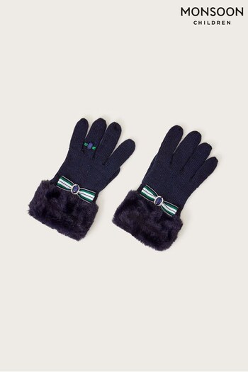 Monsoon Blue Bow Ring Gloves (443038) | £13