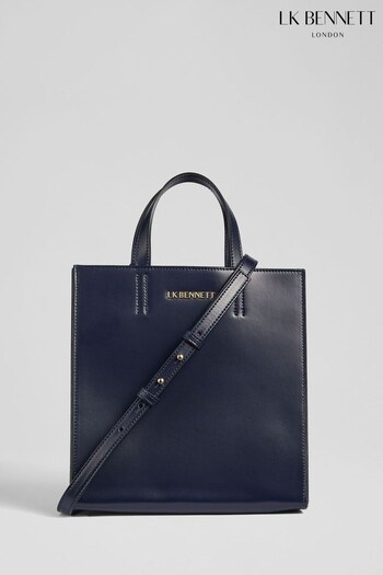 LK Bennett Navy Blue Rue Leather Tote Bag (443097) | £249