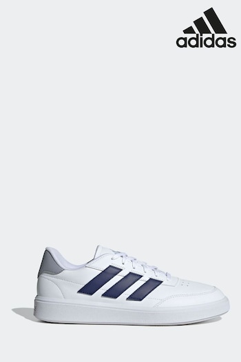 adidas White/Blue Courtblock Trainers (443426) | £50