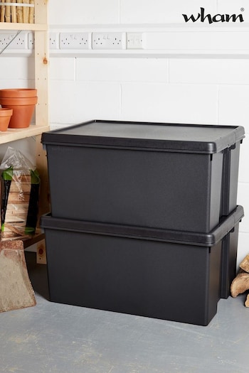 Wham Black 2 x Bam 62L Recycled Plastic Storage Boxes and Lids (443586) | £30