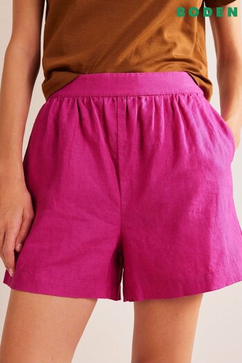 Boden Pink Pull-On Linen Shorts grafite (443633) | £60
