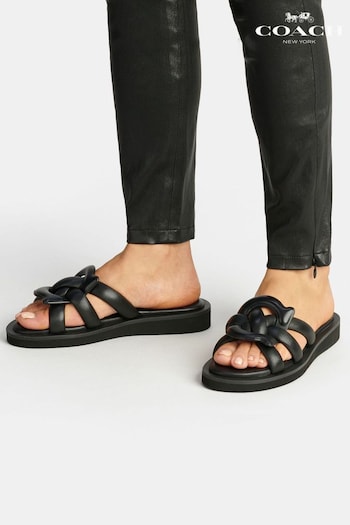COACH Black Georgie Leather Sandals (443760) | £175