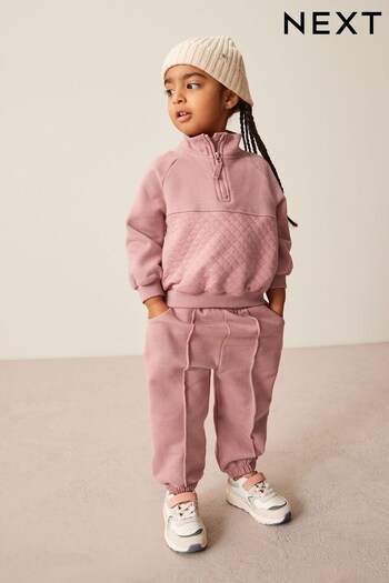 Pink Quilted Panel Zip Sweatshirt And Joggers Set (3mths-7yrs) (443761) | £18 - £22