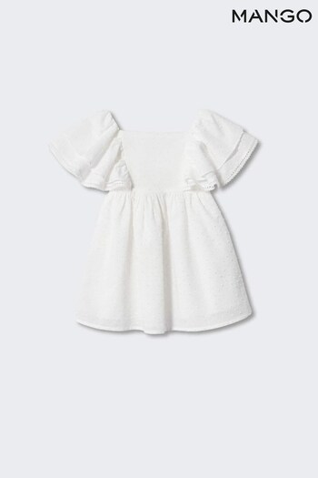 Mango Ruffled Plumeti White Dress (444247) | £43