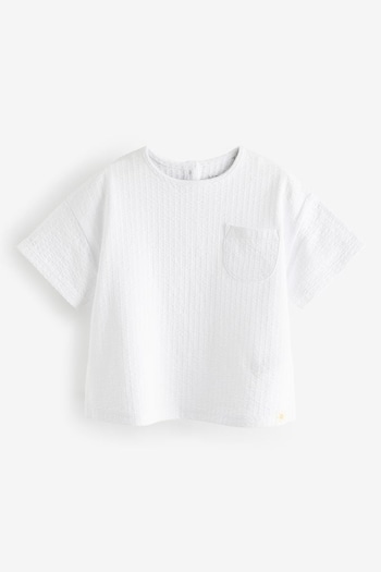 Ecru Cream Textured Pocket T-Shirt (3mths-7yrs) (444521) | £4 - £6