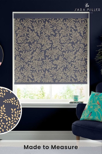 Sara Miller Smokey Blue Little Leaves Made to Measure Roller Blinds (445091) | £58
