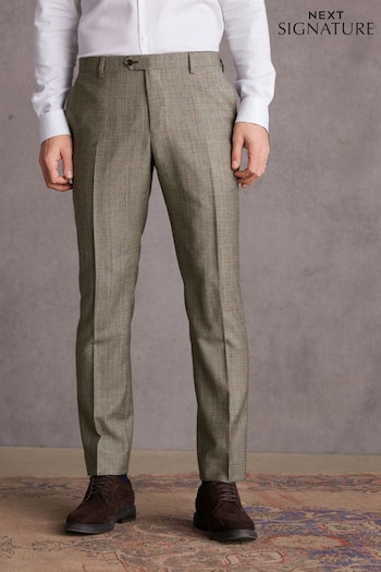 Taupe Slim Fit Signature Alfred Brown Wool Suit Trousers (445158) | £110